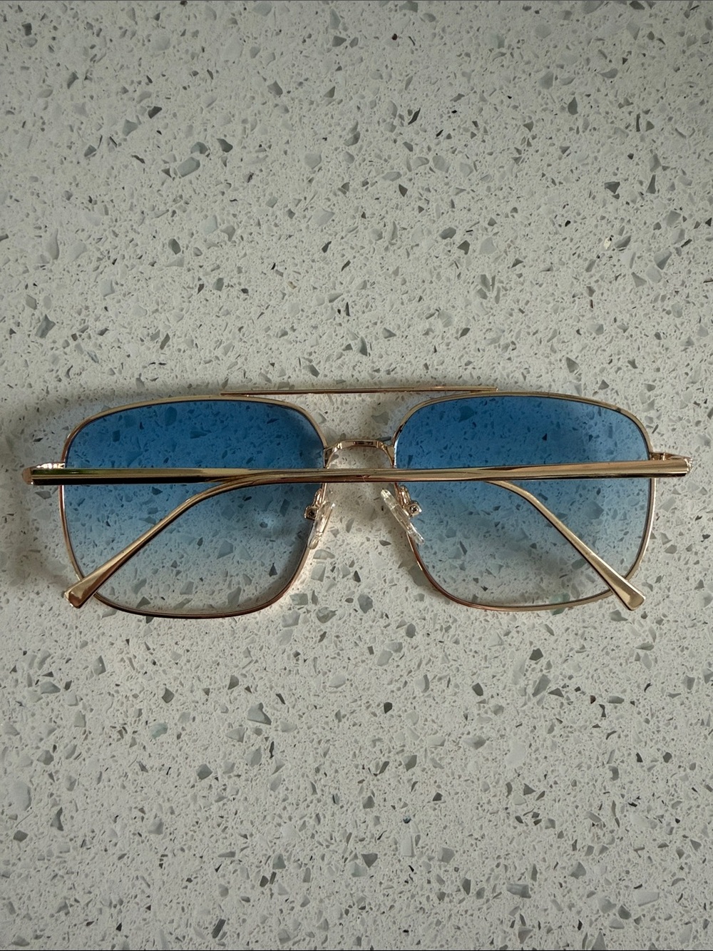 Gold Frame Blue Lens Aviator Women’s Sunglasses UV400 - Picture 4 of 5